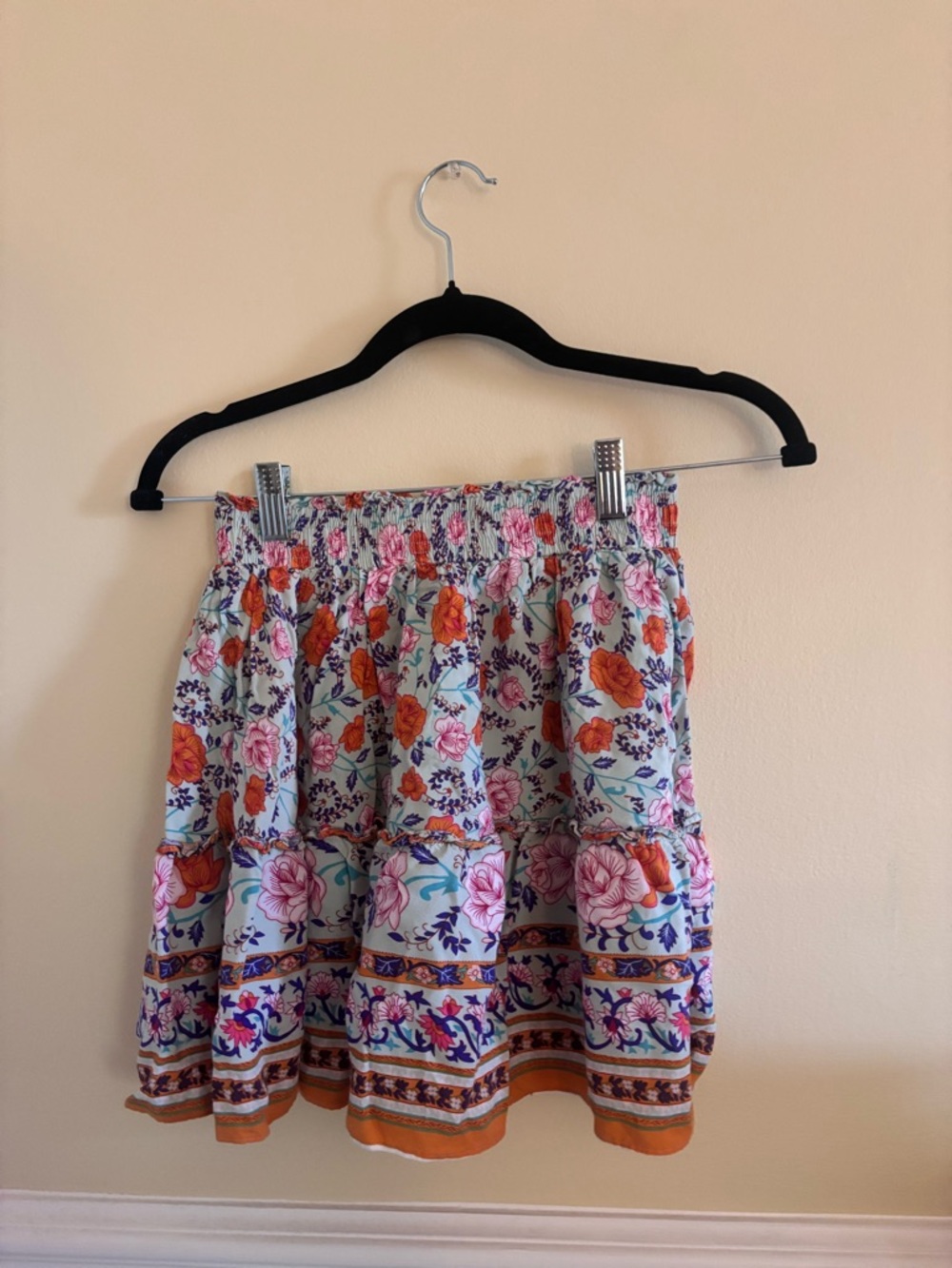 Tiered Floral Mini Skirt in Multicolor